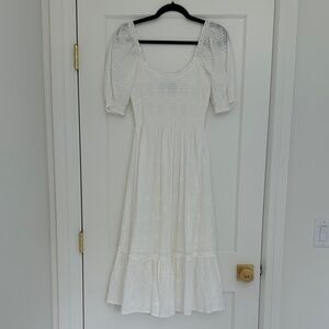 Hill House White Eyelet Midi Dress